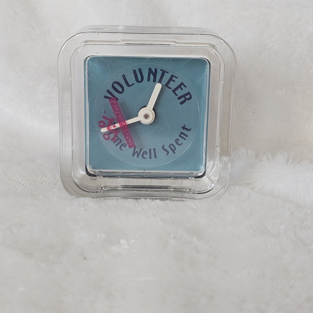 Intel Involved Volunteer Small Desk Clock‎ Gift Employee Cube Block Clear Blue